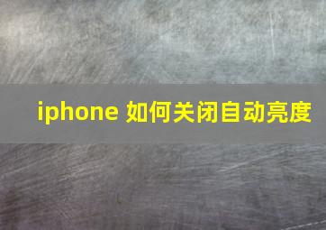 iphone 如何关闭自动亮度